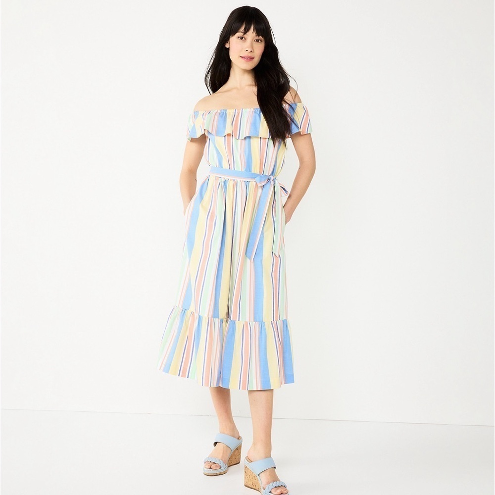 NWT DRAPER JAMES RSVP Off Shoulder Ruffle Sleeve Midi Dress Size 3X - Picture 10 of 11